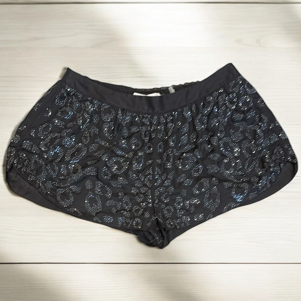 Rebecca Taylor gray silk Shorts with sequin pattern sz 2